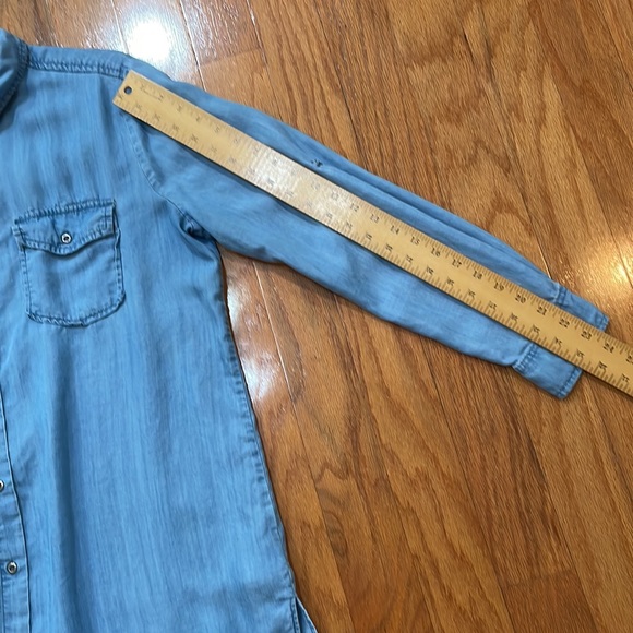 BILLY T Woman’s Denim’s Dress Collar Adjustable Sleeves Size XL Lyocell Blue - Picture 4 of 14